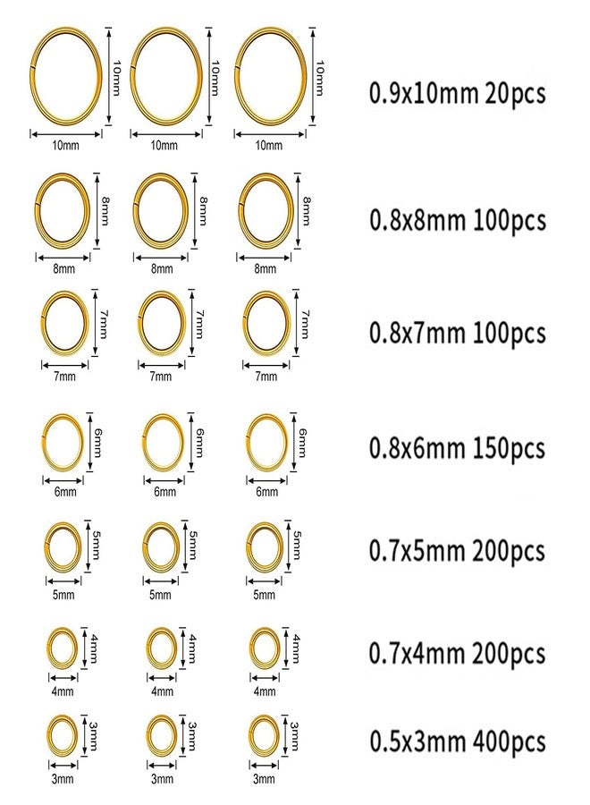 DANNEASY 1070pcs Nail Art Dangle Charm Piercing Tool Hand Drill Charms Jump Rings Connectors Accessories for Jewelry Craft Making (Gold) - Image 2